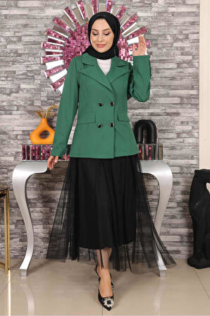 Ceketli Eteği Tül Takım Zümrüt MSW19151-5