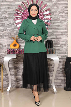 Ceketli Eteği Tül Takım Zümrüt MSW19151-5