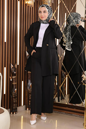 Kuşak Detaylı Takım Siyah MSW19106-1