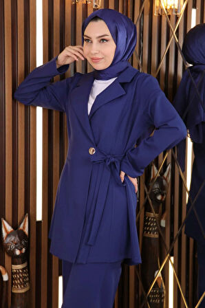 Kuşak Detaylı Takım İndigo MSW19106-2