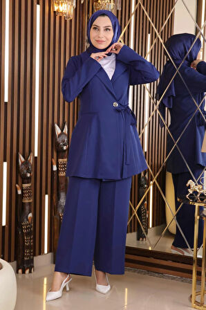 Kuşak Detaylı Takım İndigo MSW19106-2