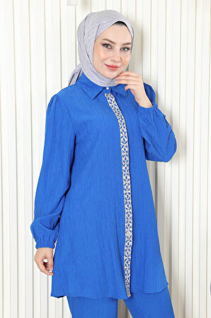 Taş Detaylı Takım Mavi MSW19195-2