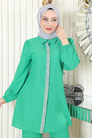 Taş Detaylı Takım Yeşil MSW19195-4