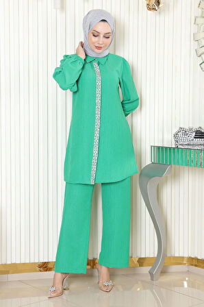 Taş Detaylı Takım Yeşil MSW19195-4
