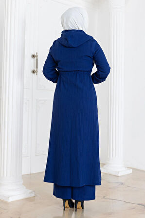 Beli Bağcıklı Kapşonlu Takım İndigo 19236