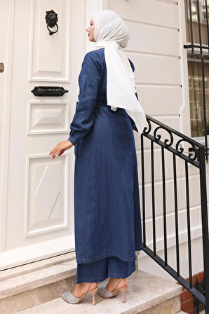 Çıtçıt Detaylı Kot Takım Koyu Mavi 19262