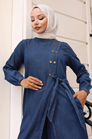 Çıtçıt Detaylı Kot Takım Koyu Mavi 19262