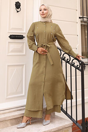 İnci Detaylı Takım Haki 19360