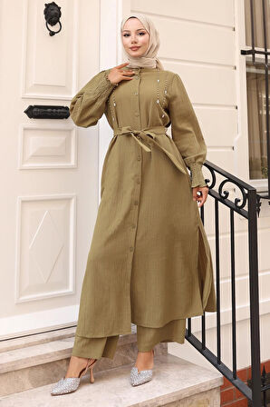İnci Detaylı Takım Haki 19360