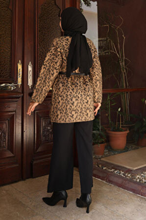 Leopar Desenli Triko Takım Taba 6147