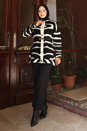 Zebra Desenli Triko Takım Siyah 6154
