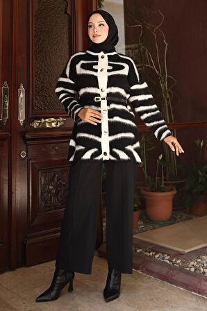 Zebra Desenli Triko Takım Siyah 6154