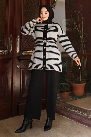 Zebra Desenli Triko Takım Gri 6154