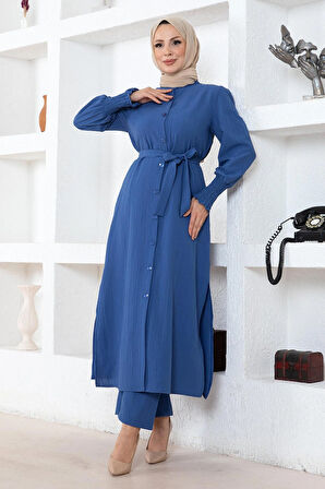 Yırtmaç Detaylı Takım İndigo MSW19233-2