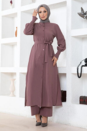 Yırtmaç Detaylı Takım Gül Kurusu MSW19233-3