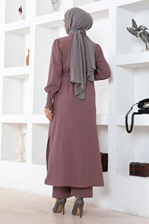 Yırtmaç Detaylı Takım Gül Kurusu MSW19233-3