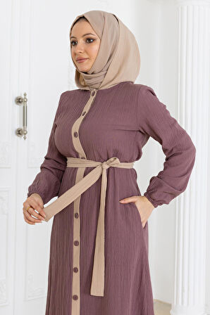 Kapşonlu Düğmeli Takım Gül Kurusu MSW19238-1