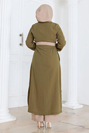 Kapşonlu Düğmeli Takım Haki MSW19238-2