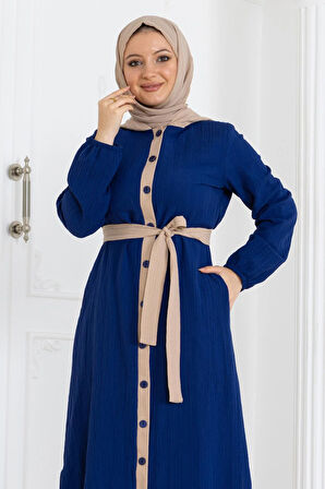 Kapşonlu Düğmeli Takım İndigo MSW19238-3