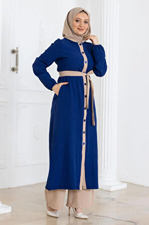 Kapşonlu Düğmeli Takım İndigo MSW19238-3