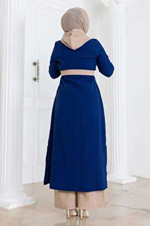 Kapşonlu Düğmeli Takım İndigo MSW19238-3