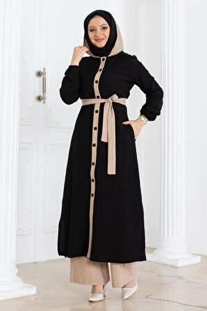 Kapşonlu Düğmeli Takım Siyah MSW19238-4