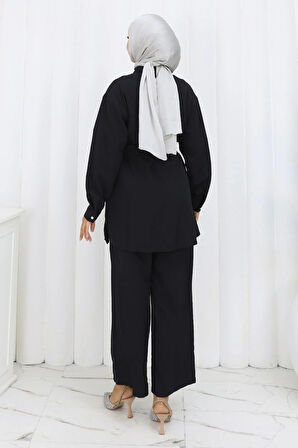 İncili Kuşaklı İkili Takım Siyah 19265