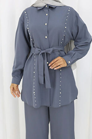 İncili Kuşaklı İkili Takım Gri 19265