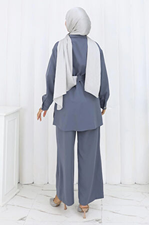 İncili Kuşaklı İkili Takım Gri 19265