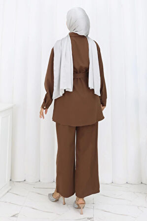 İncili Kuşaklı İkili Takım Kahverengi 19265