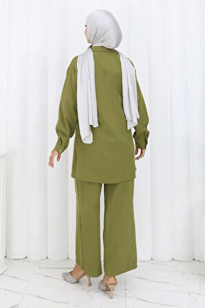 Minimal Taşlı Takım Haki 19367