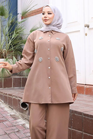 Parıltı Taş Detaylı Takım Vizon 19264