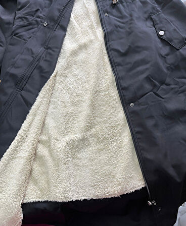 Fermuarlı Kapşonlu Mont Gri 19270