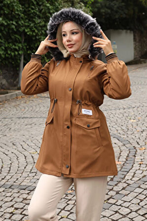 Fermuarlı Kapşonlu Mont Taba 19270