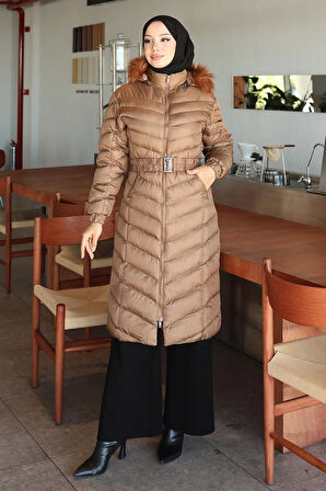 Kapşonlu Şişme Mont Taba 6155