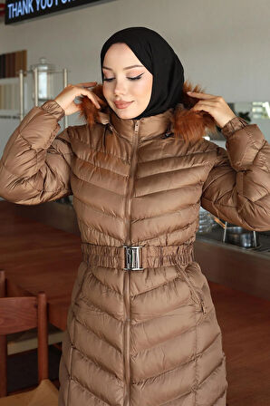 Kapşonlu Şişme Mont Taba 6155