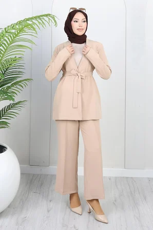 Soft Blazer Takım Bej 19389