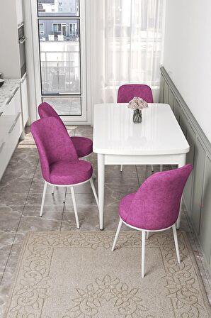 Rovena Bade Beyaz 70x114 Açılabilir Mdf Yemek Odası Takımı 4 Adet Sandalye