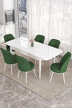 Rovena Bade Beyaz 70x114 Açılabilir Mdf Yemek Odası Takımı 6 Adet Sandalye