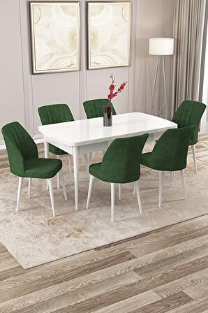 Rovena Lora Beyaz 70x114 Açılabilir Mdf Yemek Odası Takımı 6 Adet Sandalye