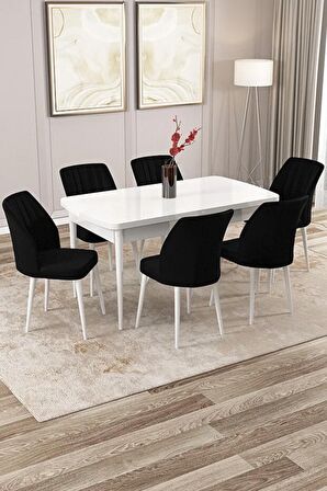 Rovena Lora Beyaz 70x114 Açılabilir Mdf Yemek Odası Takımı 6 Adet Sandalye