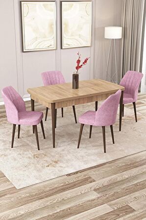 Rovena Lora Meşe 70x114 Açılabilir Mdf Yemek Odası Takımı 4 Adet Sandalye