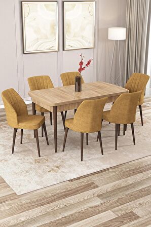 Rovena Lora Meşe 70x114 Açılabilir Mdf Yemek Odası Takımı 6 Adet Sandalye