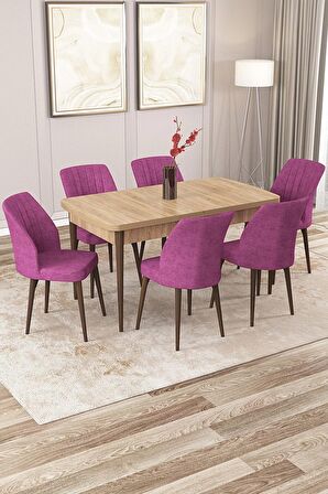 Rovena Lora Meşe 70x114 Açılabilir Mdf Yemek Odası Takımı 6 Adet Sandalye