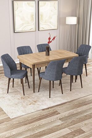 Rovena Lora Meşe 70x114 Açılabilir Mdf Yemek Odası Takımı 6 Adet Sandalye