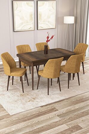 Rovena Lora Barok 70x114 Açılabilir Mdf Yemek Odası Takımı 6 Adet Sandalye