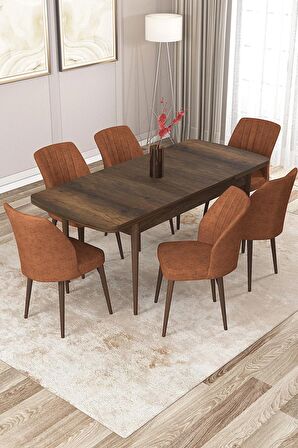 Rovena Lora Barok 70x114 Açılabilir Mdf Yemek Odası Takımı 6 Adet Sandalye