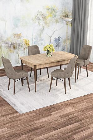 Rovena Gian Meşe 70x114 Açılabilir Suntalam Yemek Odası Takımı 4 Adet Sandalye