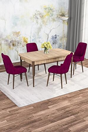 Rovena Gian Meşe 70x114 Açılabilir Suntalam Yemek Odası Takımı 4 Adet Sandalye