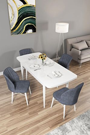 Rovena Alto Beyaz 70x114 Açılabilir Suntalam Yemek Odası Takımı 4 Adet Sandalye
